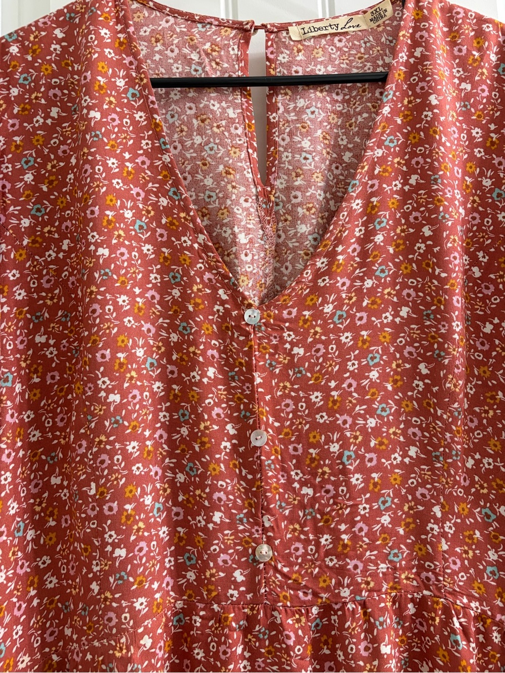 Liberty Love Rust Floral Button-Front Midi Dress 3X Cottagecore Boho - Picture 7 of 12